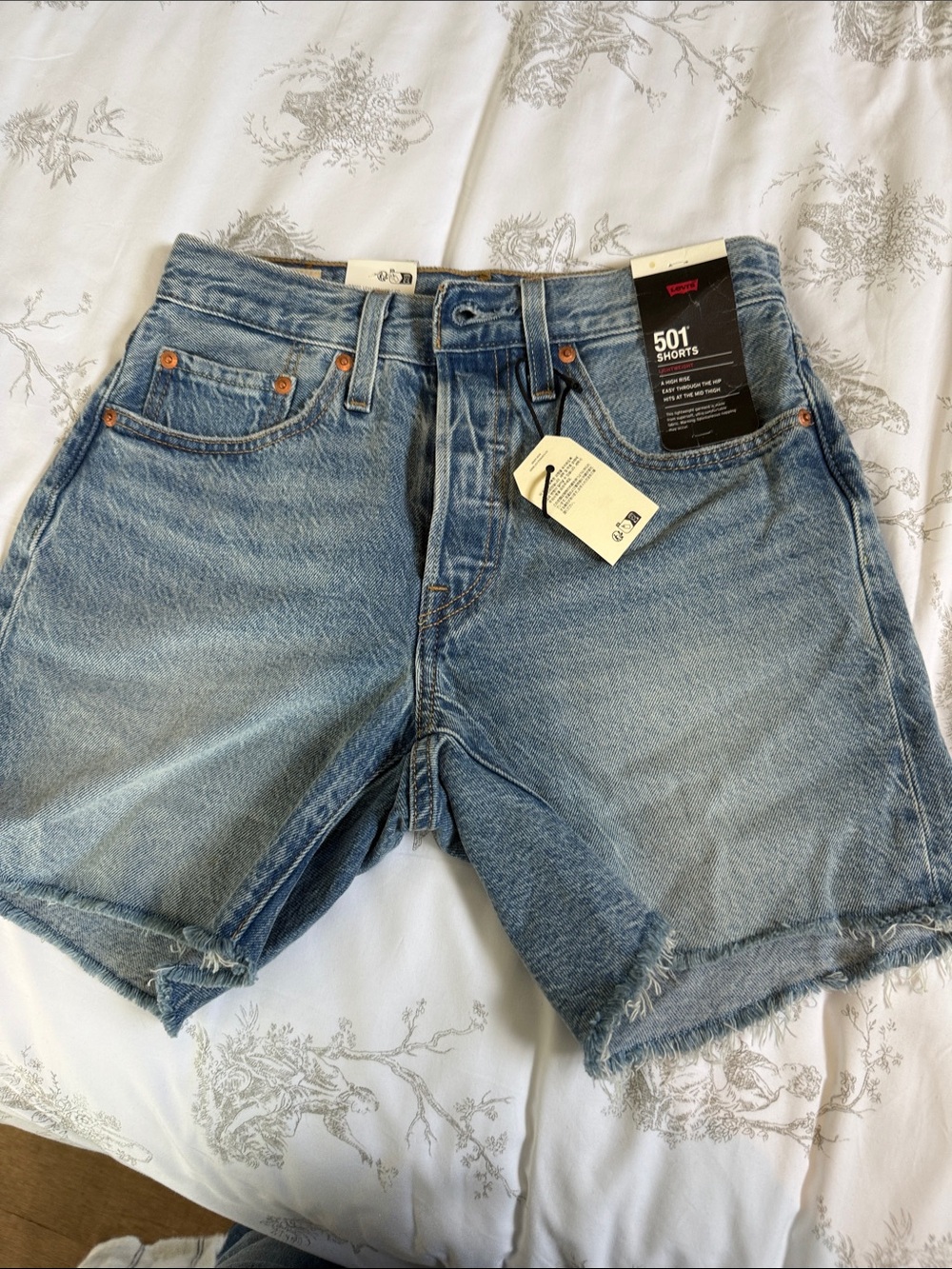 Levi's 501 Light Blue Washed Cutoff Denim Shorts, lightweight